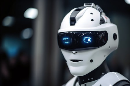 Headshot of modern humanoid robot. Generative AIの素材