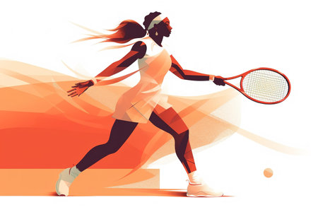 Minimalist illustration of professional tennis player. Generative AIの素材
