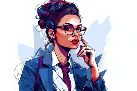 Digital illustration of businesswoman over white background. Generative AIの素材