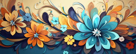 Colorful flowers background. Generative AI illustrationの素材