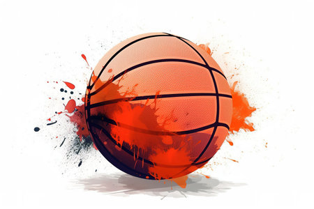 Basketball sketch digital illustration over white background. Generative AIの素材