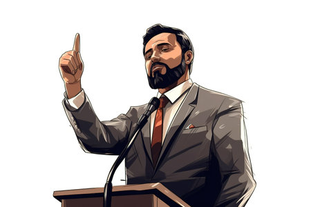 Illustration of Politician during speech over white background. Generative AIの素材