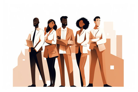 Minimal flat design illustration of real estate agents team. Generative AIの素材