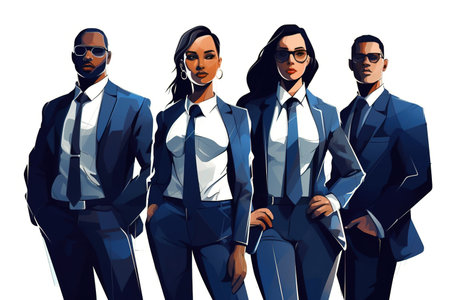 Empowered business consultant team over white background. Digital illustration generated by AIの素材