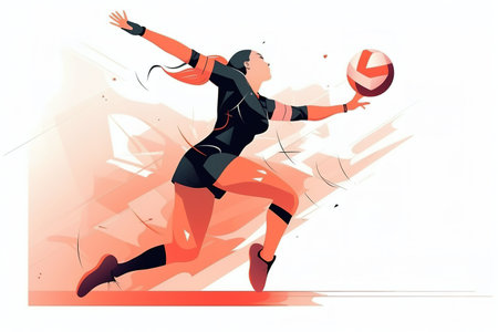 Woman volleyball player banner over white background. Generative AIの素材