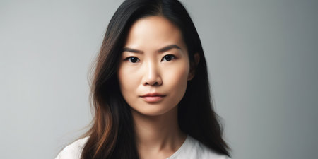 Young Asian woman with perfect skin over studio shot background. Generative AIの素材