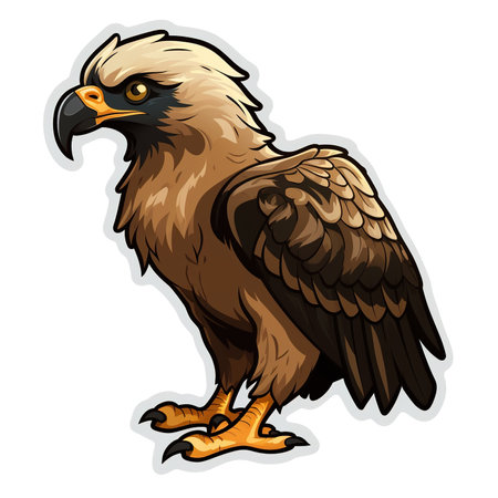 Cartoon sticker of Golden Eagle over white background. Generative AI illustrationの素材