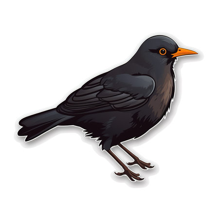 Cartoon sticker of Blackbird over white background. Generative AI illustrationの素材