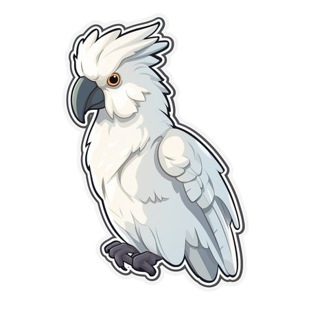 Cartoon sticker of Cockatoo over white background. Generative AI illustrationの素材