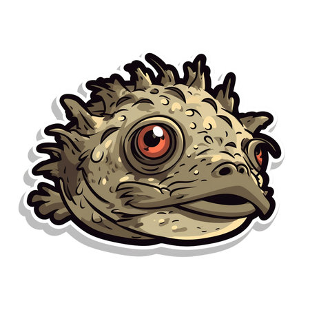Cartoon sticker of a Toadfish over white background. Generative AI illustrationの素材