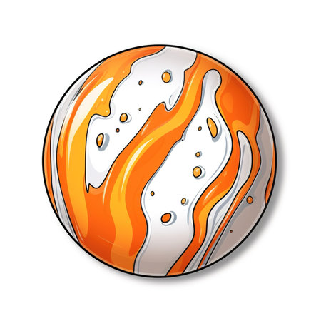 Cartoon sticker of a rubber ball over white background. Generative AI illustrationの素材