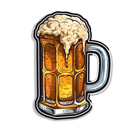 Cartoon sticker of a beer mug over white background. Generative AI illustrationの素材