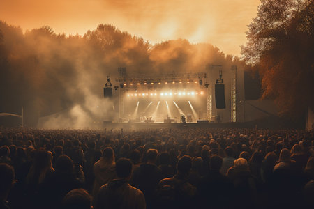 Massive outdoor music festival. Generative AIの素材