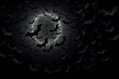 Dark Halloween conceptual background with bats flying in the night. Generative AIの素材
