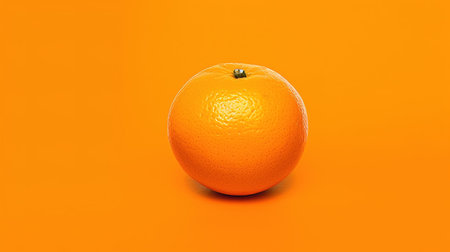 An orange fruit over orange isolated background. Generative AIの素材