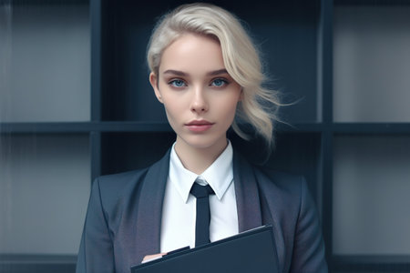Young blonde businesswoman portrait. Generative AIの素材