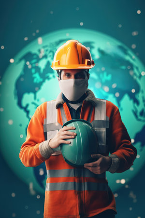 Banner of man representing Safety and Health at work. Generative AIの素材