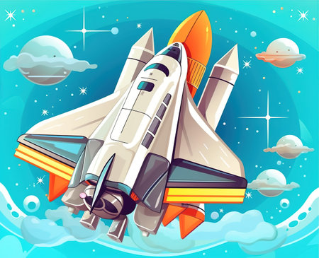 Colorful illustration of spacecraft. Generative AIの素材