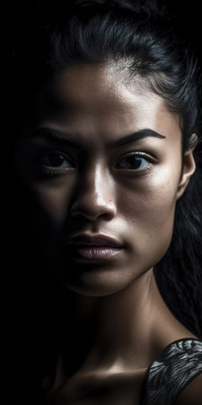 Close up portrait of Pacific Islander young woman. Generative AIの素材