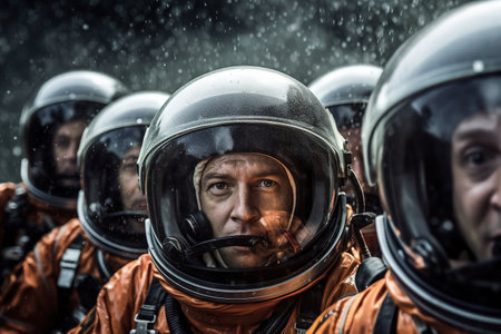 Astronauts head shot about to board space ship. Generative AIの素材