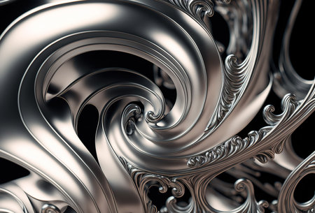 Silver background concept. Textured metal fibers. 3d rendering style. Generative AI illustrationの素材