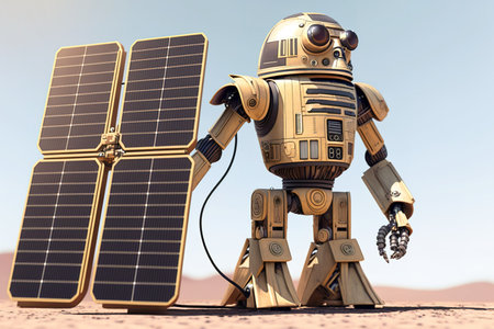 Single panel robot. New technologies, futuristic. Generative AI illustrationの素材