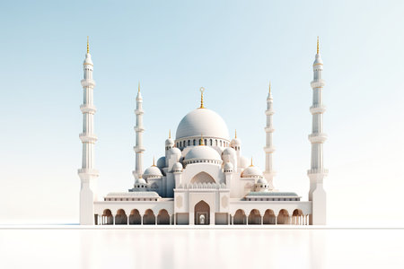 Amazing marble white mosque. Mock up 3D designの素材