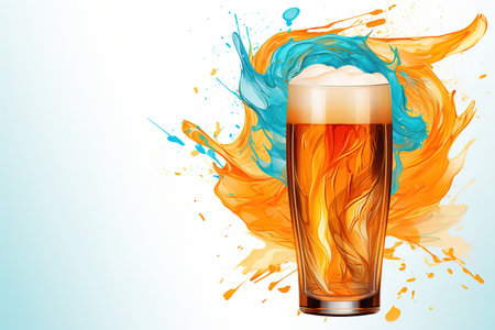 Abstract illustration of beer pint on white background with copy spaceの素材