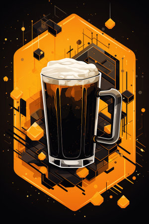 Black beer mug abstract illustrationの素材
