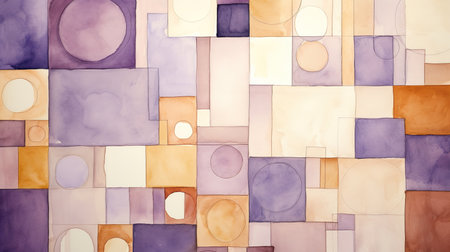 Pastel purple watercolor geometric backgroundの素材