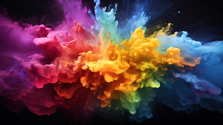 Vibrant colorful powders on dark backgroundの素材
