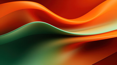 Wave shapes flowing in green and orange tones. Abstract background conceptの素材