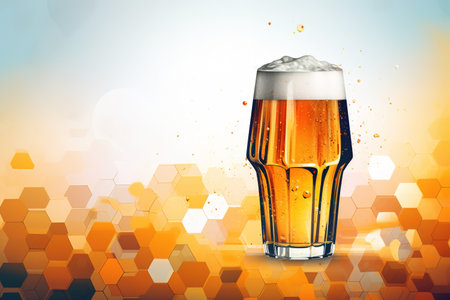 Beer illustration on geometric abstract backgroundの素材