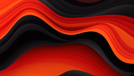 Red and black flowing waves abstract backgroundの素材