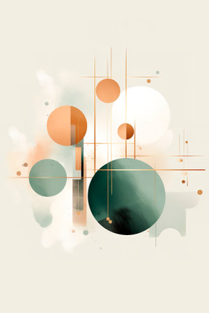 Abstract geometric watercolor digital art in soft colorsの素材