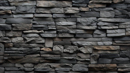 Stacked dark gray stone wall textured backgroundの素材