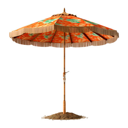 Beach parasol over white transparent backgroundの素材