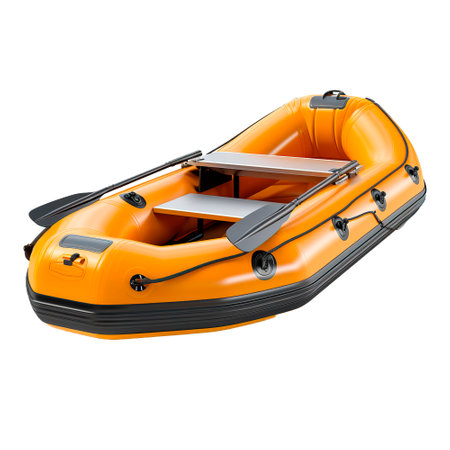 Inflatable yellow boat over isolated transparent backgroundの素材
