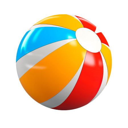 Colorful beach ball over white transparent backgroundの素材