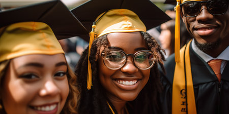 African American teenagers in her graduation day. Generative AIの素材