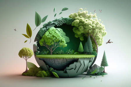 Earth day 3D style banner. Environmental conservation concept. Generative AI Illustrationの素材