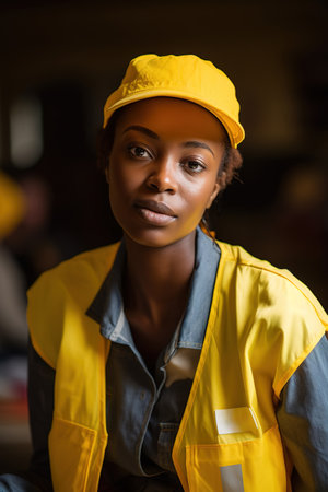 Young African American woman working in post office. Generative AIの素材