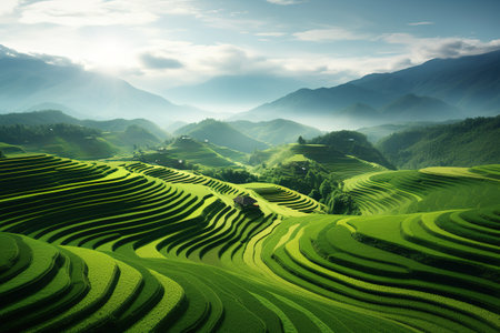 Amazing landscape of Asian natural Rice fieldsの素材