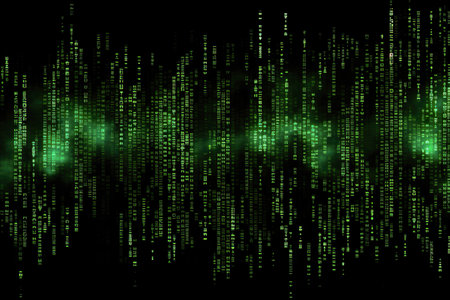 Abstract binary code digital dark backgroundの素材
