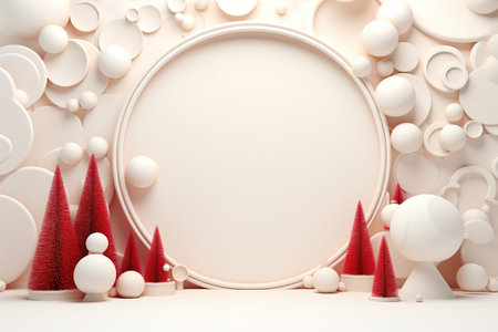 Abstract minimalist Christmas background in red and white with copy space for textの素材