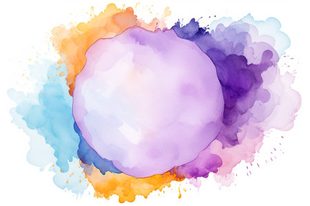 Watercolor rounded splash of paint with copy space for text Abstract background conceptの素材