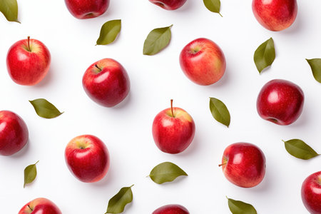Red apples pattern over white backgroundの素材