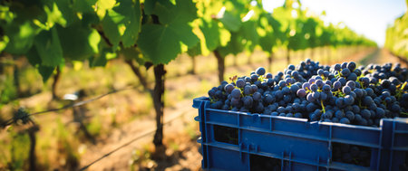 Close up shot of grapes after harvesting during vintage seasonの素材