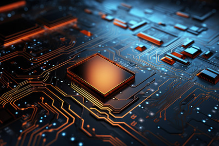 Technological abstract background of motherboardの素材