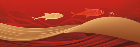 Red and gold background representing Chinese New Year. Copy space for advertisementの素材